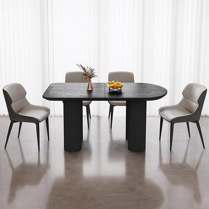Dining Table Set for 6, Modern Kitchen Table with 6 Chairs, Dining Room Table Set for Kitchen,Dining Room,Home & Office (55.11" Black Table with 6 Chairs)