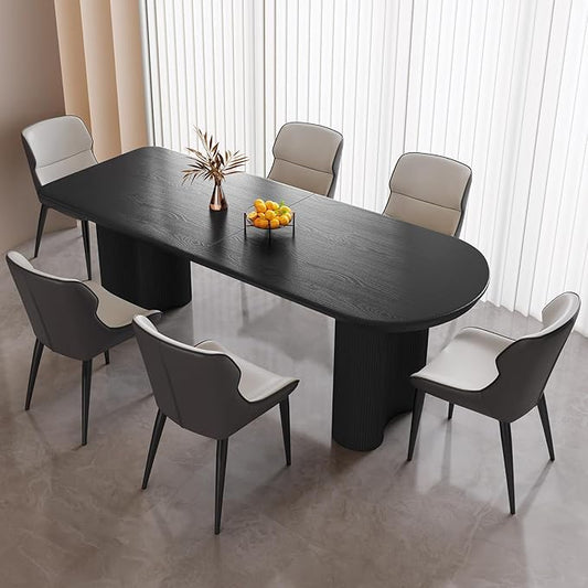 Guyii 70" Dining Table Set with 6 Chairs, Modern Kitchen Table Set, Indoor Dining Table for Kitchen, Bar, Living Room, Breakfast Nook, Small Space, Black