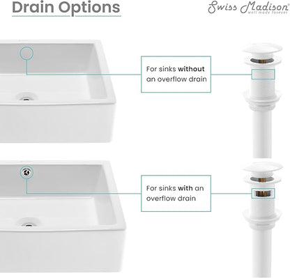 Residential Non-Overflow Pop Up Sink Drain 1.75 in Glossy White