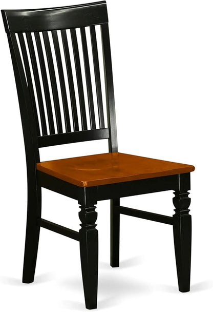 East West Furniture WEC-BCH-W Weston Dining Chairs - Slat Back Wooden Seat Chairs, Set of 2, Black & Cherry