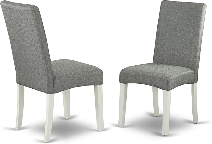East West Furniture DRP2T07 Driscol Parson Dining Chairs - Gray Linen Fabric Padded Chairs, Set of 2, Linen White