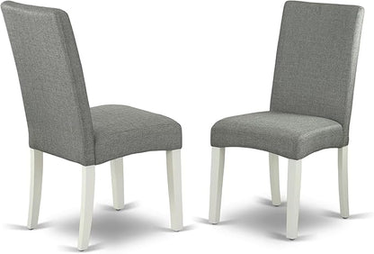 East West Furniture DRP2T07 Driscol Parson Dining Chairs - Gray Linen Fabric Padded Chairs, Set of 2, Linen White