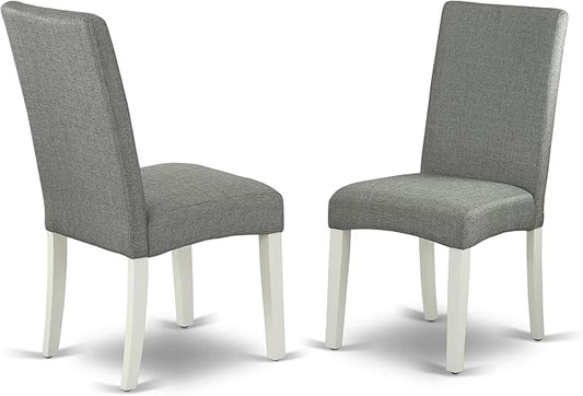 East West Furniture DRP2T07 Driscol Parson Dining Chairs - Gray Linen Fabric Padded Chairs, Set of 2, Linen White