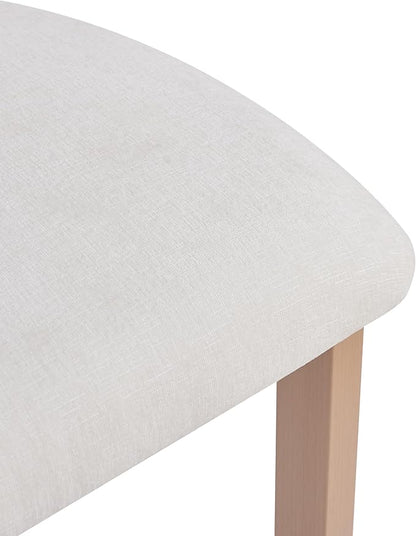 Set of 2 Modern Round Bar Stools with Low Back, 26.5" Height Upholstered Fabric Seats and Natural Iron Frame for Kitchen Island, Dining Counter, Home Bar,Natural+White