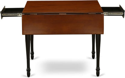 East West Furniture MZT-BCH-T Monza Mid-Century Modern Dining Table - a Rectangle Dining Table Top with Dropleaf & Stylish Legs, 36x54 Inch, Black & Cherry