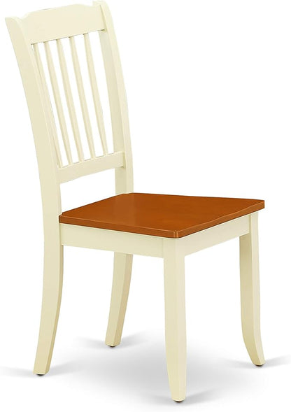 East West Furniture DAC-BMK-W Danbury Dining Chairs - Slat Back Wooden Seat Chairs, Set of 2, Buttermilk & Cherry