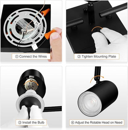 BoostArea Track Lighting Kit, Kitchen Lighting Fixtures Ceiling, 5 Light Track Lights, Rotatable Light Heads, Modern Track Lighting Fixtures Ceiling for Bedroom/Living Room,GU10 Bulb Not Included