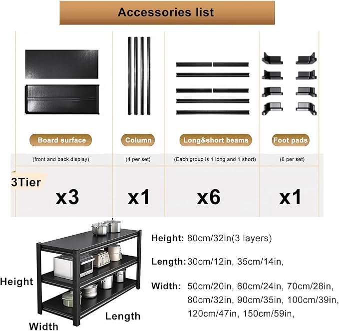Kitchen Bakers Rack, Oven Stand Food Prep Table and Work Table, Multifunctional Workstation Desk for Dining Room, Living Room, Bistro (Size : 90 * 35 * 80cm/35 * 14