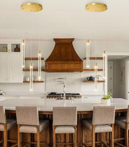 Mini Chandelier Modern Crystal Pendant Lights for Kitchen Island LED Dimmable Light fixtures Adjustable Hanging Ceiling Pendant Lighting for Dining Room Hallway 3000K 6000K