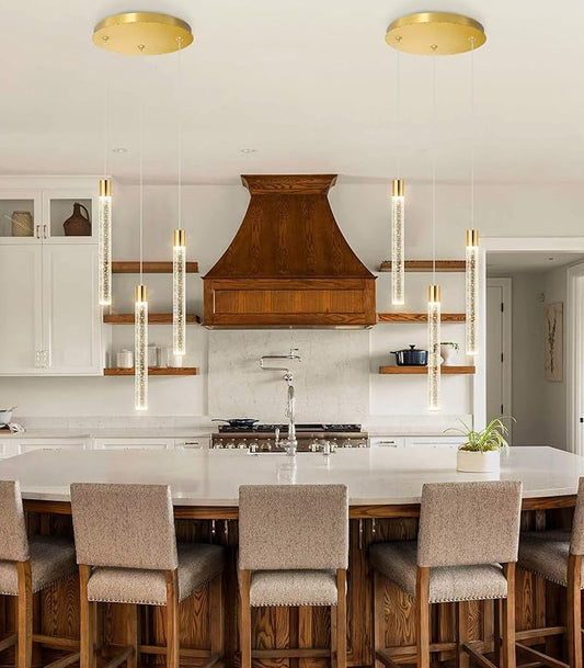 Mini Chandelier Modern Crystal Pendant Lights for Kitchen Island LED Dimmable Light fixtures Adjustable Hanging Ceiling Pendant Lighting for Dining Room Hallway 3000K 6000K