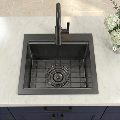 Drop In Black Bar Sink 17 X 19 inch,Small RV Sink,16 Gauge Stainless Steel Bar & Prep Sinks for Wet Bar Area