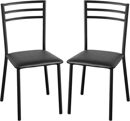 VECELO Metal Dining Chair Set of 2, Modern Armless with Cushioned Seat for Kitchen, Living Room, Black