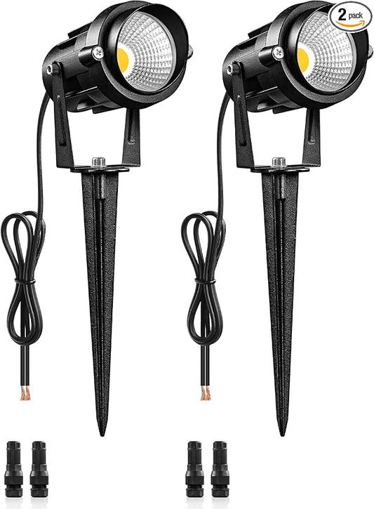 6W 700LM Low Voltage Landscape Lighting, 12V AC/DC 3000K Warm White LED Low Voltage Landscape Lights, IP65 Waterproof Outdoor Spotlights with Connectors for Garden Tree Yard 2 Pack W01SLP206