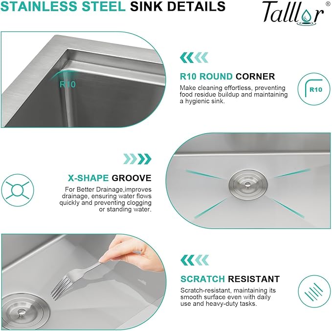 30" Drop In Kitchen Sink with Faucet Combo - 30x22 Inch Workstation All-In One 16 Gauge Stainless Steel Single Bowl Topmount Over Counter Sink For Kitchen with Accessories #TLT-0019