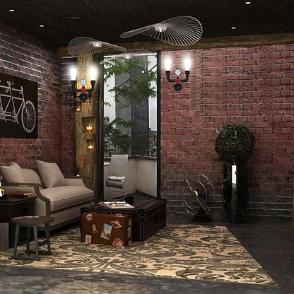 XEYOU Retro Wall lamp Vintage Industrial Steampunk Wall Sconce 2 Lights Metal Water Pipe Wall Mounted Light Fixture E26 Edison Bulb for Cafe Bar Restaurant Bedroom Livingroom