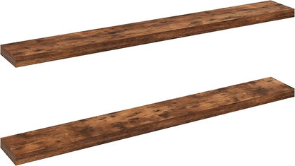 Ballucci Floating Shelves, 55" Wood Wall Shelf Set of 2, with Invisible Brackets for Bathroom, Living Room, Bedroom, Kitchen, Nursery, 6" Deep, Rustic Brown