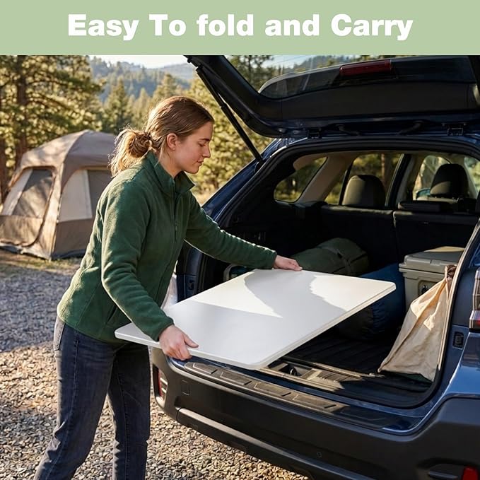 3ft Rectangular Folding Table for All-Occasion, Foldable Table with HDPE Tabletop and Steel Legs, Durable and Stable Small Folding Table, Perfect for Camping, Picnic, Party, Indoor & Outdoor