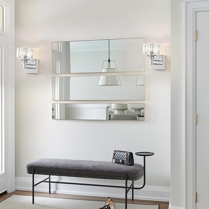 Polished Nickel Wall Sconce Chrome Bathroom Vanity Light 1 Light Wall Lights for Bathroom(3.7 pounds)