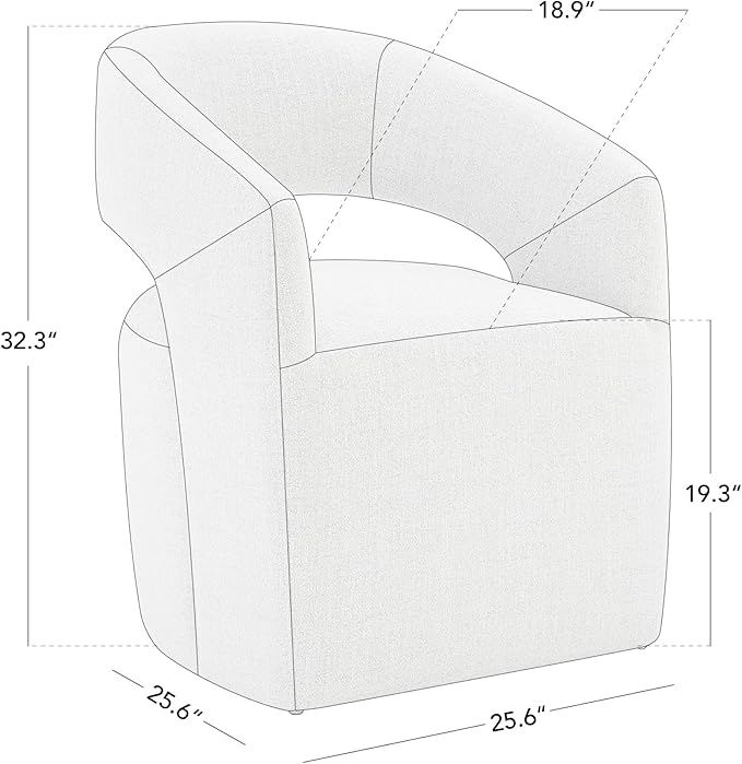 KISLOT Upholstered Dining Chairs with Casters No Assembly Modern Barrel Armchair with Rollers for Diningroom Bedroom Livingroom Reading Room,Milk