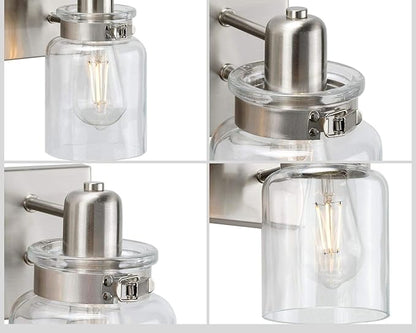 Calhoun Collection 1-Light Clear Glass Farmhouse Bath Vanity Light Brushed Nickel
