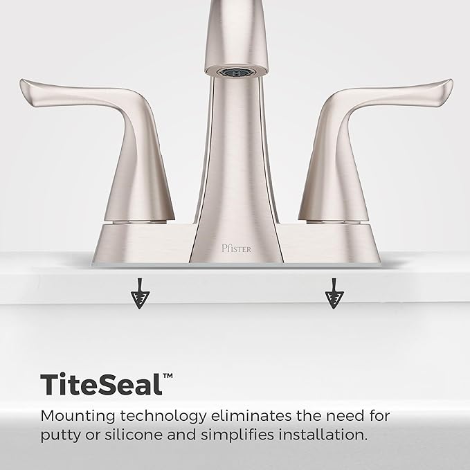 Pfister Willa 4 inch Centerset Bathroom Sink Faucet 2-Handle 3-Hole NSF Certified Spot Defense Brushed Nickel Vanity Faucet with Push & Seal Drain Installation LF048MALGS
