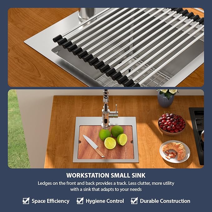 15 Outdoor Kitchen Sink - Beslend 15x15 Outdoor Sink Bar Sink RV Sinks Drop In, Topmount Stainless Steel Kitchen Sinks Wet Bar Sinks Workstation 16 Gauge Single Bowl Above Counter Indoor Outdoor