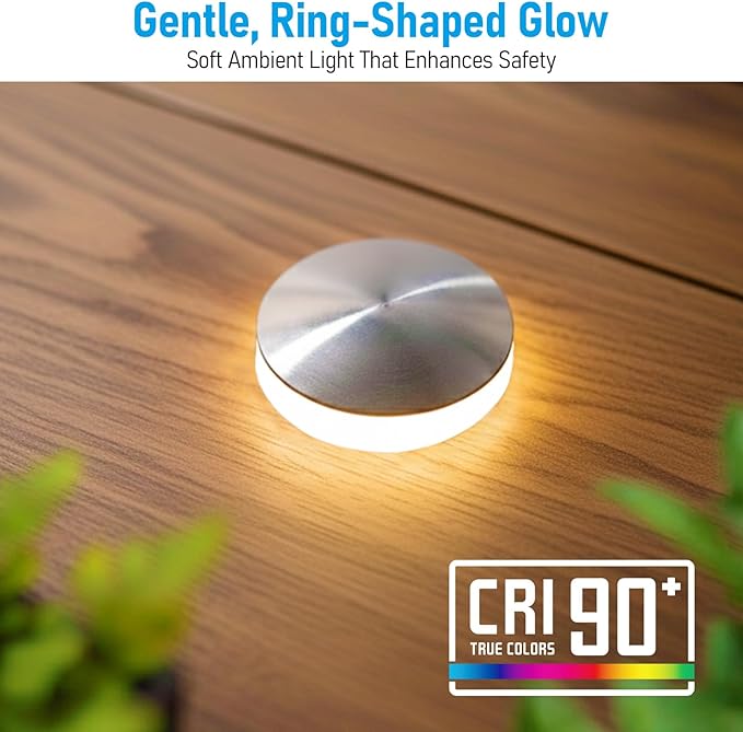 LEONLITE 12-Pack Low Voltage Recessed LED Deck Light, IP67 Waterproof, 12-24V AC/DC, 360° Ring Glow In-Ground Light, 1W 3000K 1.3-Inch Mini Flush Mount, Stainless Steel for Deck Patio Garden Edge
