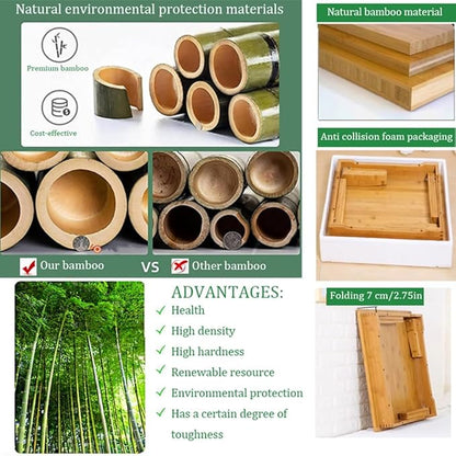 Folding Table, Japanese-Style Household Square Bamboo Tables, Computer Table, Desk, Low Bamboo Table, Multi-Function Small Dining Tables, Various Sizes (Size : 60x60×37cm)