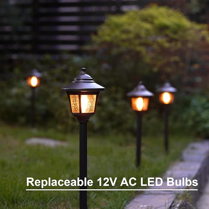 GOODSMANN Landscape Lighting 8PK Low Voltage Landscape Path Lights Oil Rubbed Bronze Path Light Low Voltage 1W LED 40 Lumen 2700K Warm White with Replaceable Bulbs