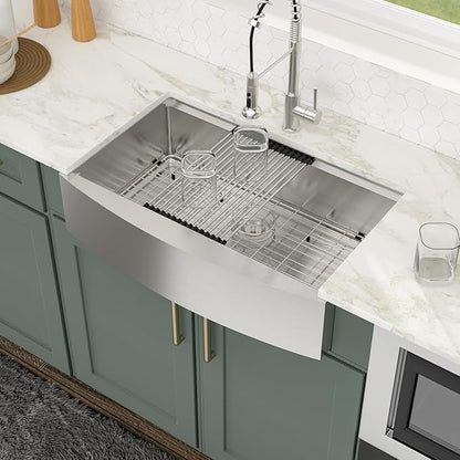 Logmey 36 Inch Farmhouse Sink Workstation 36x21 16 Gauge Stainless Steel Farm Kitchen Sink Undermount Apron Front Single Bowl Farm Sinks for Kitchen 36x21x9