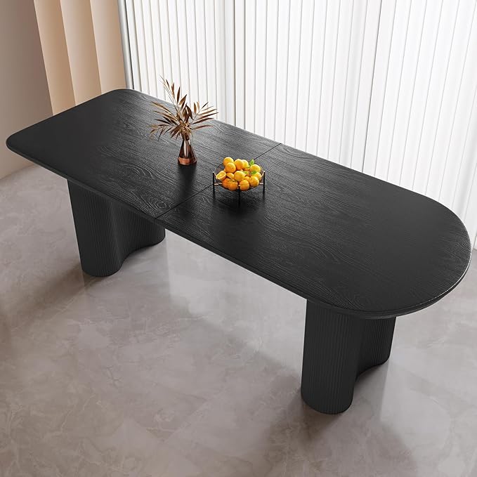 Guyii 70" Dining Table, Modern Kitchen Table for 6 People, Indoor Dining Table for Kitchen, Bar, Living Room, Small Space, Black, Table Only