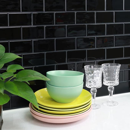 STICKGOO Peel and Stick Backsplash Subway Tiles, 10 Sheets of 12" x 12" - 3D Adhesive Peel and Stick Tile Backsplash for Kitchen, Bathroom, Wall Tile (Thicker Design, Black with Grey Grout)