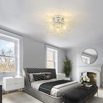 CM MZY Sputnik Flush Mount Ceiling Light Fixtures, Modern Chrome Crystal Firework Chandelier, 8-Light Close to Ceiling Lighting Fixtures for Bedroom Kitchen Hallway Entryway(H11.8'' x W21.5'')