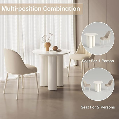 Guyii 29.92" Cream White Dining Table, Modern Round Kitchen Table, Small Indoor End Table for Kitchen, Bar, Living Room, Small Space, Easy Assembly, Table Only