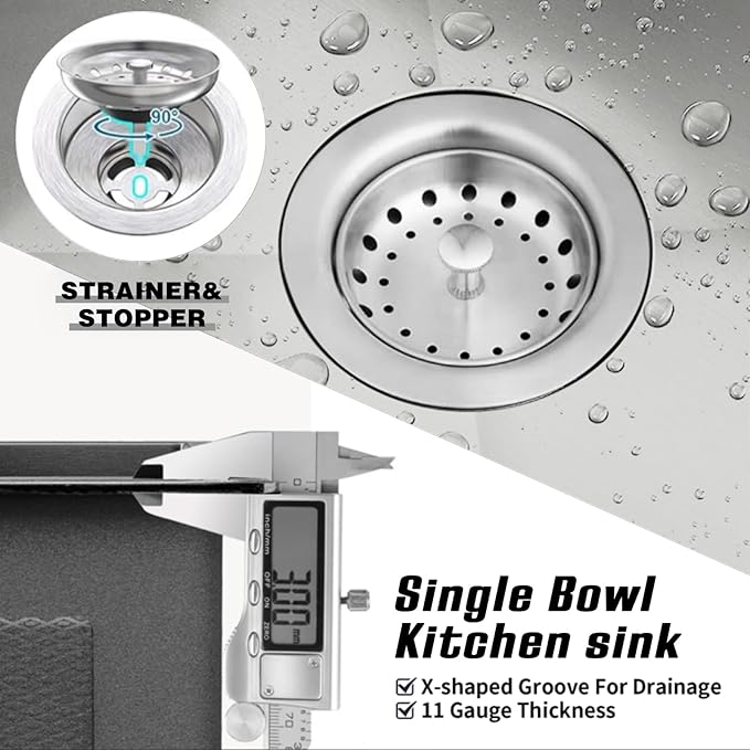 Kitchen And Bar Sink,10x18 Inch Stainless Steel Drop In Single Bowl Undermount RV Prep Small Kitchen&Bar Sink Ideal Choice For Small Space Come With Bottom Grid,Soap Mat And Drain Assembly