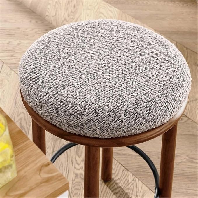 Modway Fable 26 Inch Backless Counter Stools Set of 2 in Walnut Taupe - Kitchen Stools Counter Height - 2Pcs Upholstered Padded Boucle Seat for Kitchen Counter or Island with Wood Legs and Footrest