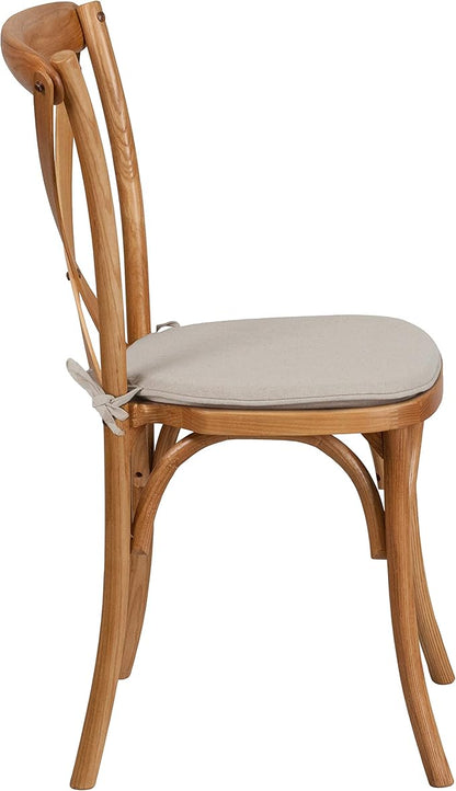 Flash Furniture HERCULES Series Stackable Oak Wood Cross Back Chair with Cushion