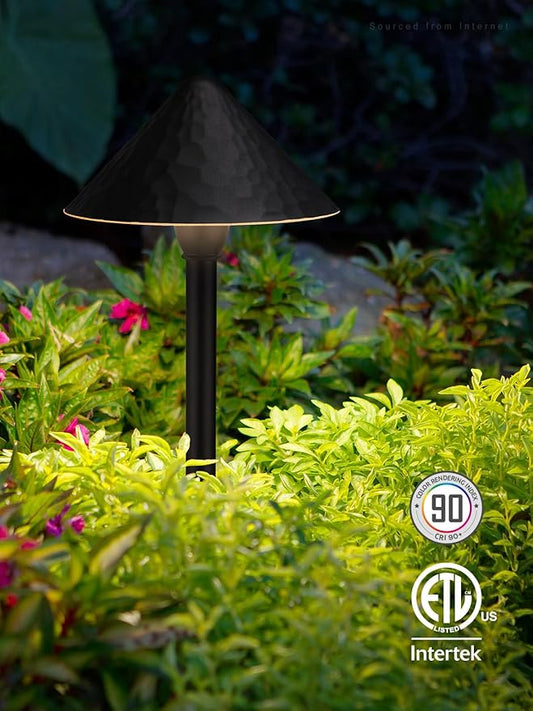 LEONLITE 12-Pack LED Low Voltage Landscape Path Light, 3W 12-24V AC/DC, Pathway Lighting Wired, Outdoor Light for Yard Lawn, ETL CRI90+ Unique Vintage Golden Edge, Black Aluminum, 3000K Warm White