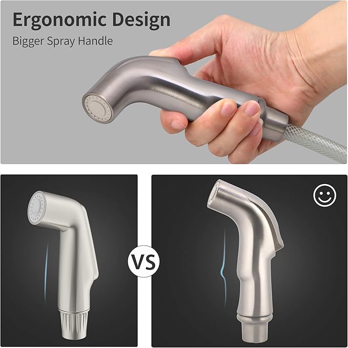 Universal Fit Sink Spray Attachment, Kitchen Side Sprayer Head, Pull Out Spray Head, Faucet Sprayer Replacement for Delta, Moen, Kolher and Other OEM Brands, Brushed Nickel Finish, Ergonomic Design