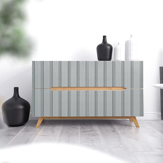 Yun-aeon Wood Slat Peel and Stick Wallpaper 17.3"x 120" Light Grey Wood Grating Stripe Contact Paper Removable Faux Wood Panels Wallpaper Self Adhesive Waterproof Vinyl Wall Paper for Bedroom Kitchen