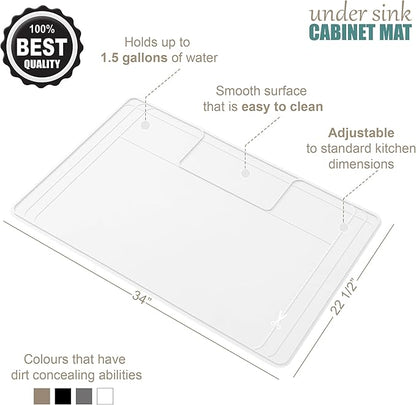 The Original Under Sink Mat - Silicone Waterproof mat, Trimmable, Easy to Clean, Kitchen cabinet liner, Under sink protector mats, Drip Tray with Lip - 34" x 22" or smaller