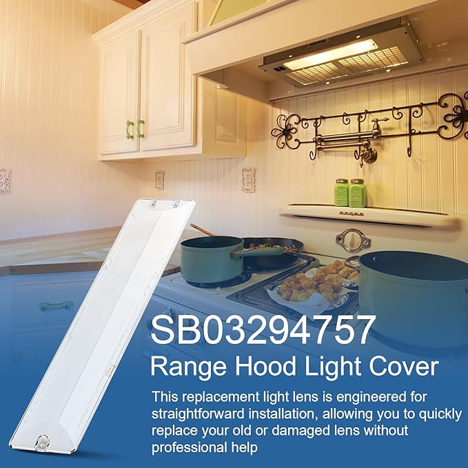 SB03294757 Range Hood Light Cover for Broan Light Lens Cover, Range Vent Hood Light Lens, Range Hood Parts Replacement Hood Light Lens Compatible Fits Various Broan Models