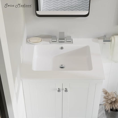 Swiss Madison Well Made Forever SM-VT327-3 Voltaire Vanity Top Sink, Glossy White