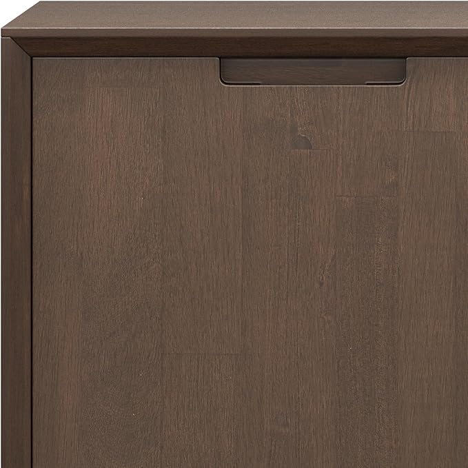 SIMPLIHOME Banting Storage Cabinet - 32 inch Wide Solid Wood Low Cabinet in Walnut Brown, Modern Industrial Sideboard for Living Room, Entryway, or Dining Room with Metal Base and Adjustable Shelves
