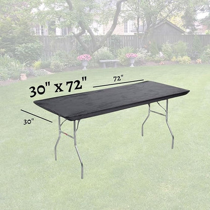 Kwik-Covers 6' Rectangular Plastic Table Covers 30" x 72", Bundle of 10 (Black)