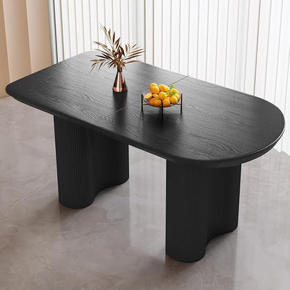 Guyii 55.11" Dining Table, Modern Kitchen Table for 6 People, Indoor Dining Table for Kitchen, Bar, Living Room, Small Space, Black
