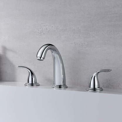 sumerain 2 Handle Widespread Roman Tub Faucet with Valve Chrome Finish, High Flow