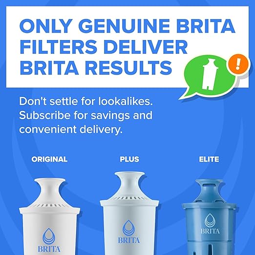 Brita Large 10-Cup Water Filter Pitcher, WQA NSF/ANSI Certified, Removes Chlorine Taste & Odor, Reduces Zinc, Copper & Mercury, 1 Standard Filter, Lasts 2 Months, Black