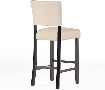 GOWE Barstools with Rivet Decoration Set of 2, Wood Frame,Fabric Sponge Cushion and Upholstered Barstools, Bar Chairs for Kitchen Island,Bedroom,Dining Room.