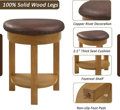 Bar Table and Chairs Set of 4 with 3 PU Upholstered Bar Stools, Breakfast Bar Table, Solid Wood Bar Height Dining Table Set, for Kitchen, Living Room, Party Room, Small Space (Natural)